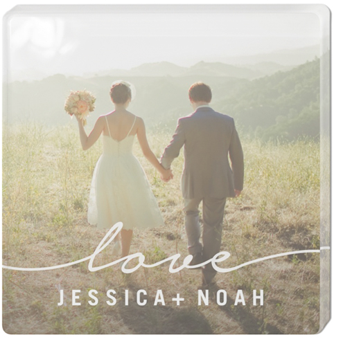Modern Scripted Love Acrylic Magnet, 3x3, White