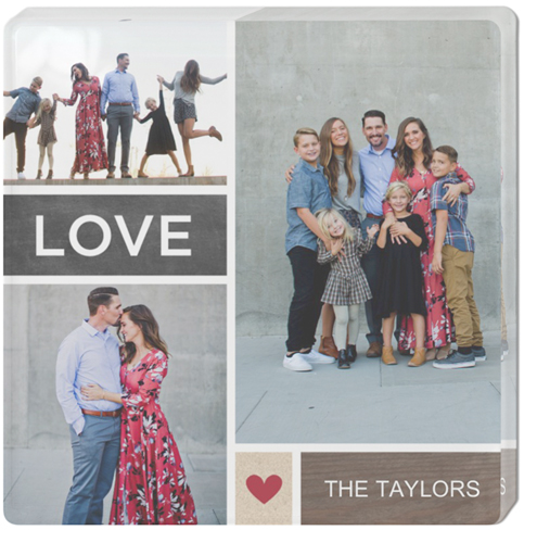 Watercolor I Heart You Acrylic Magnet, 3x3, Brown, brown