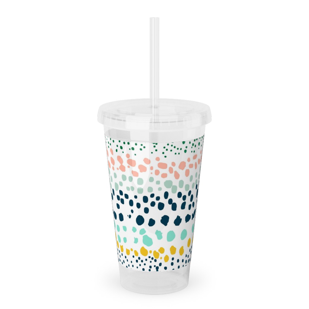 Little Textured Dots - Multi Acrylic Tumbler with Straw, 16oz, Multicolor