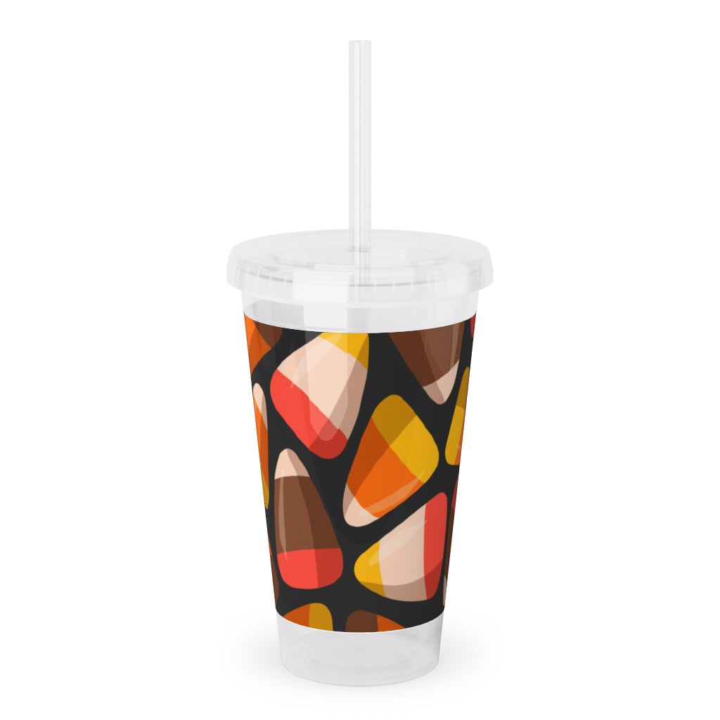 Candy Corn - Midnight Acrylic Tumbler with Straw, 16oz, Orange