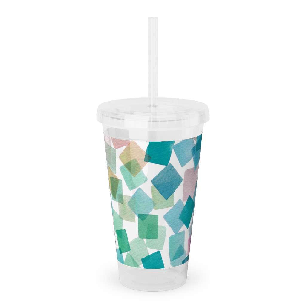 Confetti Party - Spring Pastel Acrylic Tumbler with Straw, 16oz, Multicolor