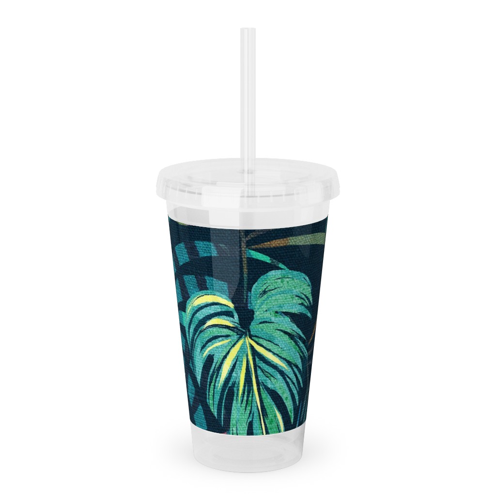 in a Tropical Mood Acrylic Tumbler with Straw, 16oz, Green