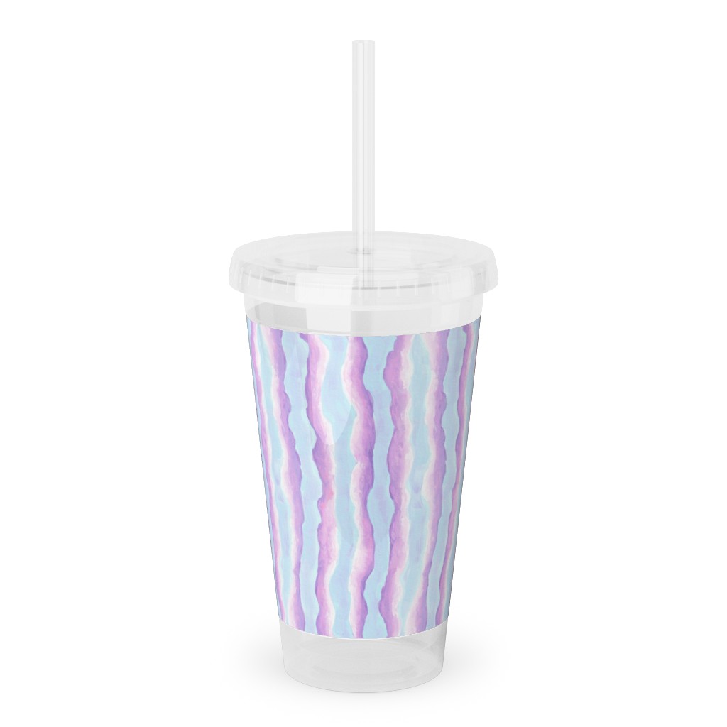 Sunset Cloud Stripe Acrylic Tumbler with Straw, 16oz, Multicolor