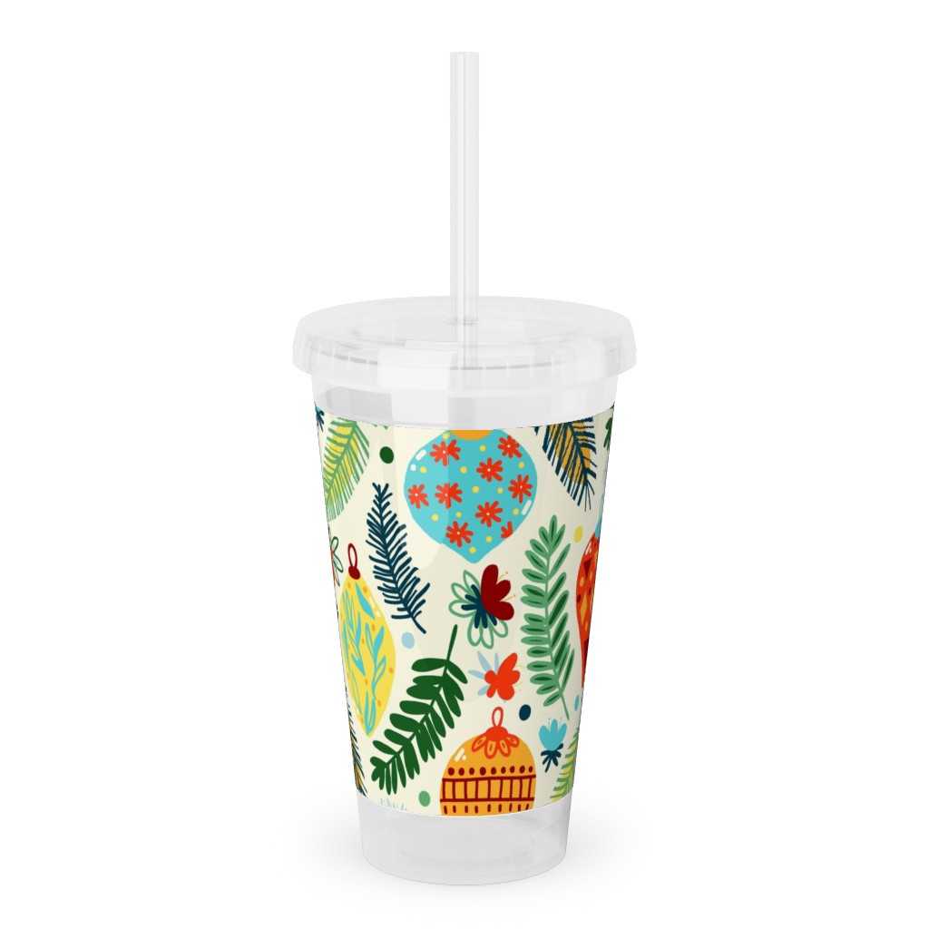 Colorful Christmas Classic - Multi Acrylic Tumbler with Straw, 16oz, Multicolor