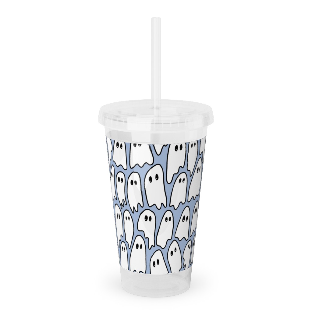 Ghosted Acrylic Tumbler with Straw, 16oz, Blue