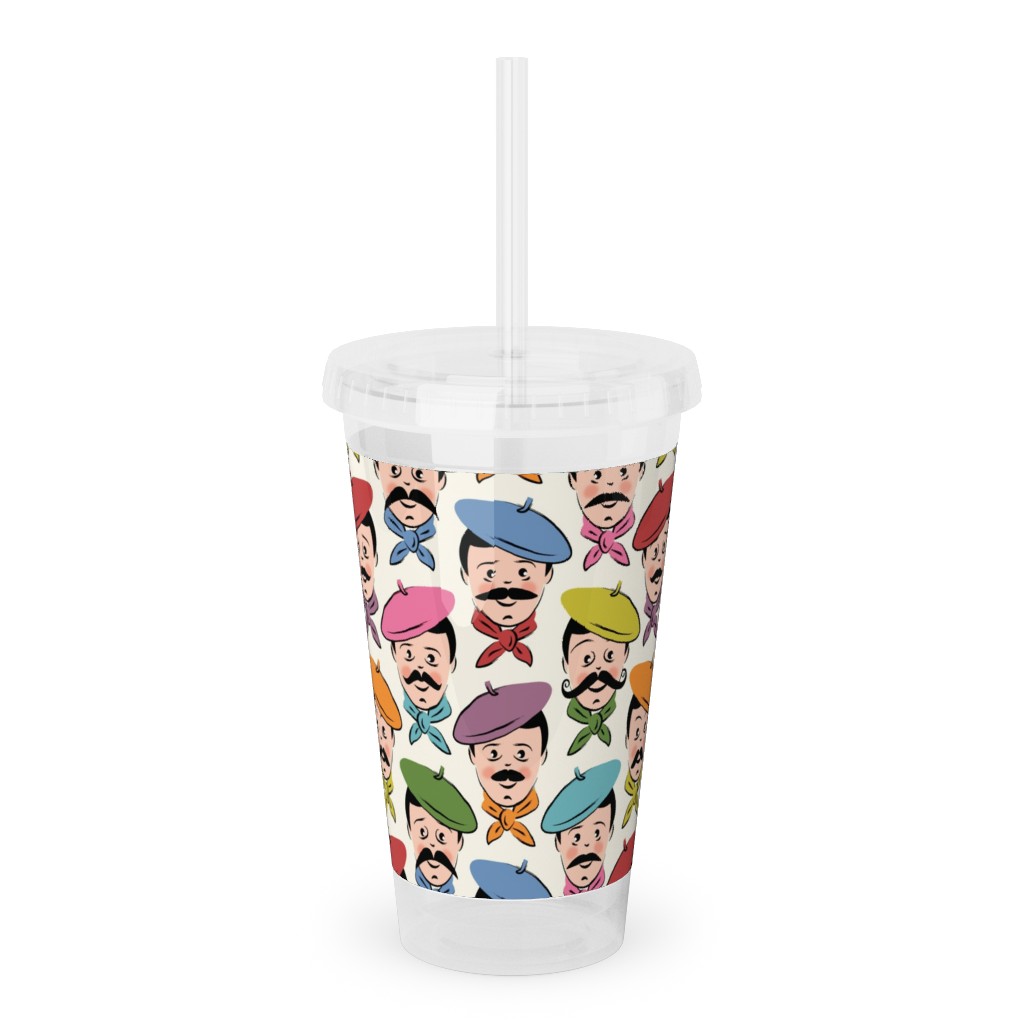 Men With Mustaches and Bandanas - Multi Acrylic Tumbler with Straw, 16oz, Multicolor