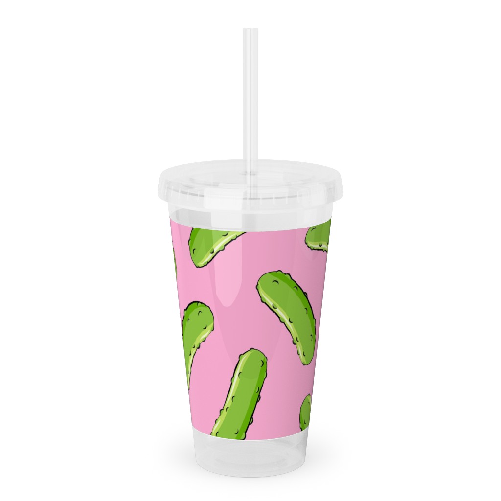 Pickles - Pink Acrylic Tumbler with Straw, 16oz, Pink