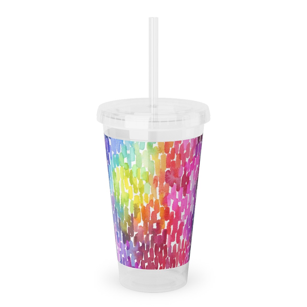 Watercolor Marks - Multi Acrylic Tumbler with Straw, 16oz, Multicolor