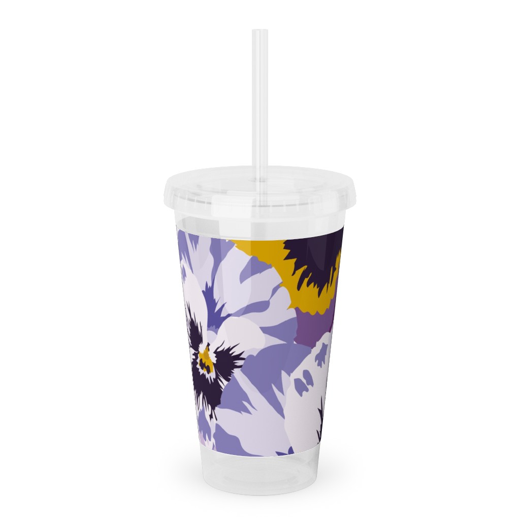 Pansy By Numbers - Purple Acrylic Tumbler with Straw, 16oz, Purple