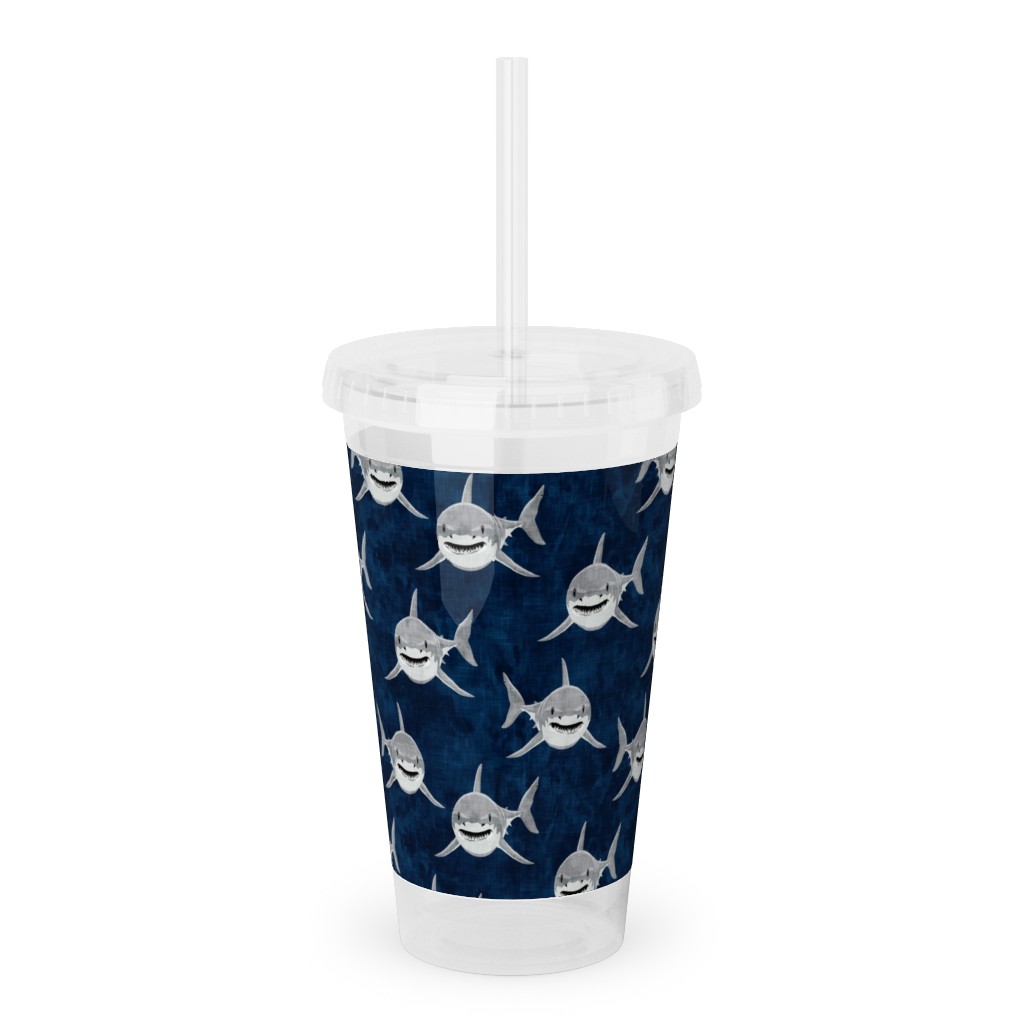 Great White Sharks - Blue Acrylic Tumbler with Straw | Shutterfly