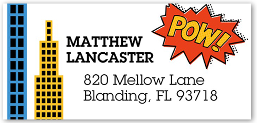 Superhero Address Label, Yellow, Matte, Eggyolk