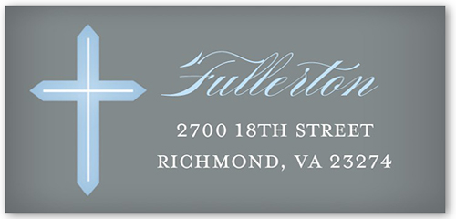 Glorious Cross Boy Address Label, Blue, Matte, Powder