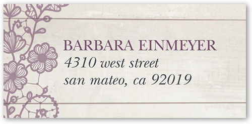 Lovely Lace Frame Address Label, Purple, Matte