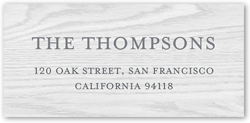 Striped Woodgrain Address Label, Grey, Matte, Smoke