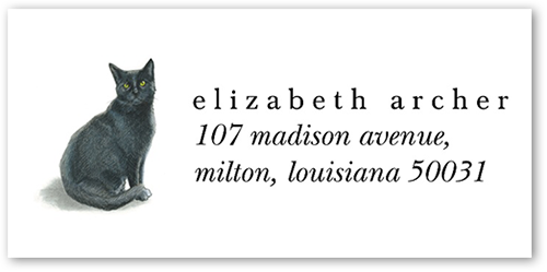 Black Cat Love Address Label, White, Address Label, Matte