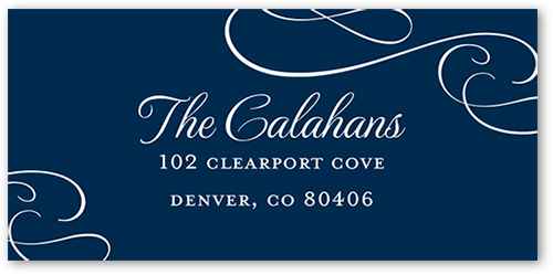 Classic Calligraphy Address Label, Blue, Address Label, Matte, Navy