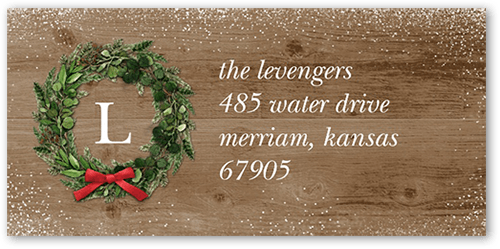 Frosted Wreath Address Label, Brown, Address Label, Matte