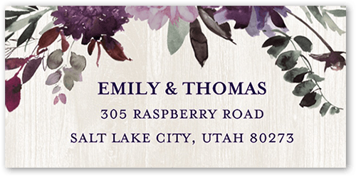 Muted Floral Address Label, Purple, Address Label, Matte