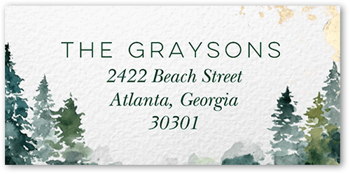 Watercolor Forest Address Label, White, Address Label, Matte