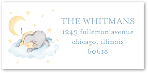 Elephant Slumber Address Label, Blue, Address Label, Matte