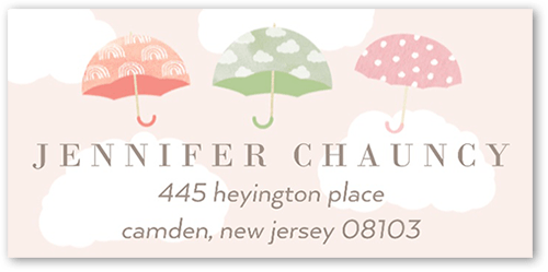 Drifting Umbrellas Address Label, Pink, Address Label, Matte, Magnolia