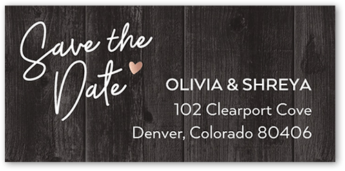 Wooden Moments Address Label, Grey, Address Label, Matte, Charcoal