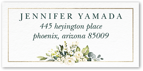 Delicate Floral Frame Address Label, Green, Address Label, Matte, Seaweed