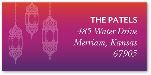 Lantern Pattern Address Label, Purple, Address Label, Matte, Purple