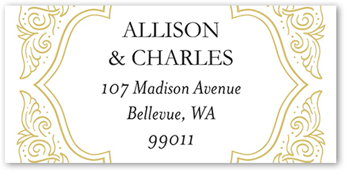 Filigree Border Wedding Address Label, Grey, Address Label, Matte, Charcoal