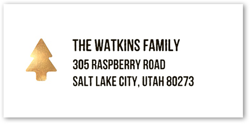 Simple Shiny Tree Address Label, Yellow, Address Label, Matte, Golden