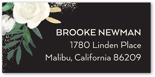 Lovely Greenery Address Label, Black, Address Label, Matte