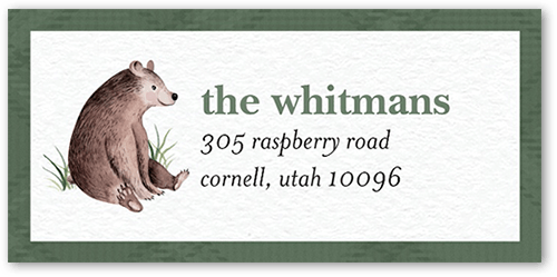 Bearly Address Label, Green, Address Label, Matte, Rosemary