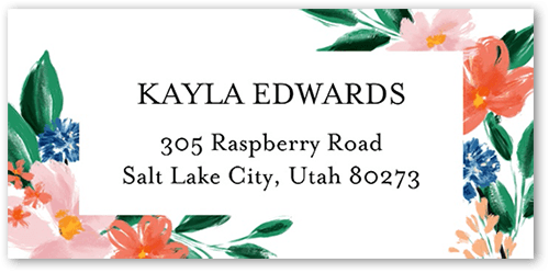 Flowered Frame Address Label, White, Address Label, Matte, White