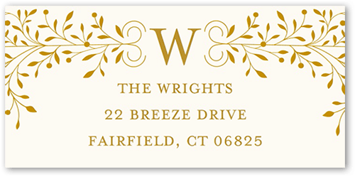 Foil Botanical Joy Address Label, Yellow, Address Label, Matte, Golden