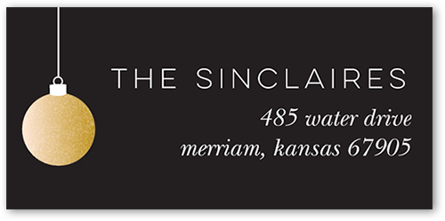 Editable Ornaments Address Label, Black, Address Label, Matte