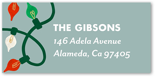 Fun String Lights Address Label, Green, Address Label, Matte, Desert Green