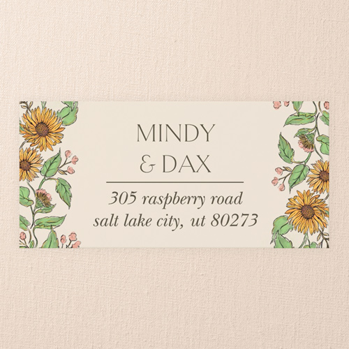 Sunflower Scenery Wedding Address Label, Beige, Address Label, Matte