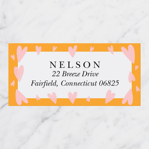 Heart Splat Address Label, Orange, Address Label, Matte, Orange