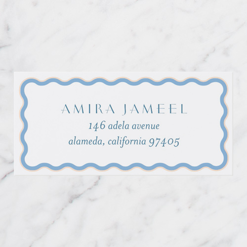 Whimsical Wave Address Label, Blue, Address Label, Matte