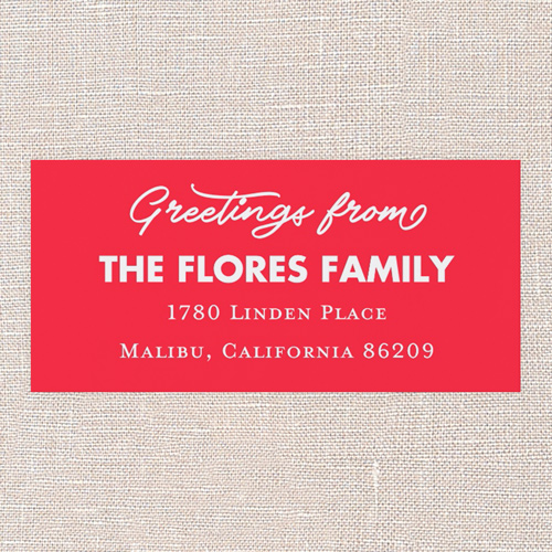 Happy Greeting Address Label, Red, Address Label, Matte