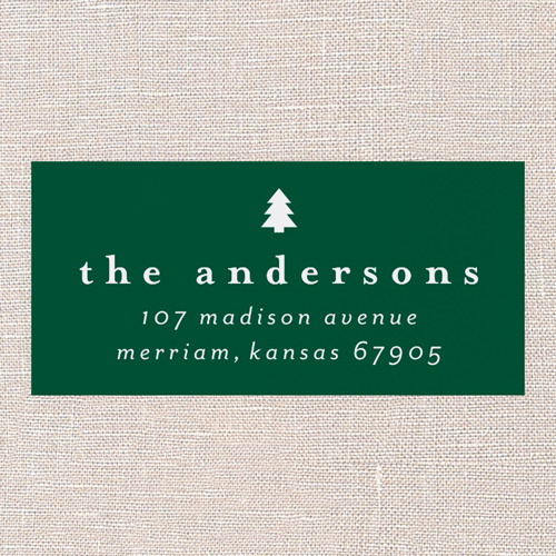 Serene Holiday Pine Address Label, Green, Address Label, Matte, Green
