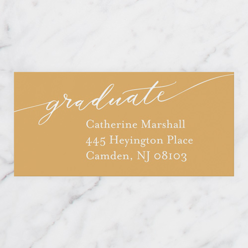 Flourished Grad Address Label, Yellow, Address Label, Matte, Golden
