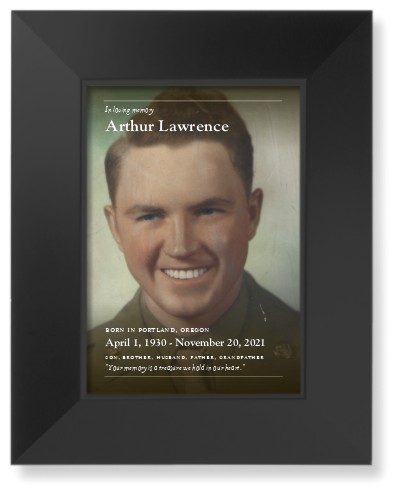 In Memoriam Portrait Art Print, Black, Signature Card Stock, 5x7, White, white