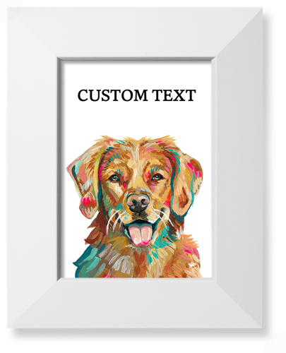 Golden Retriever Custom Text Art Print, White, Signature Card Stock, 5x7, Multicolor