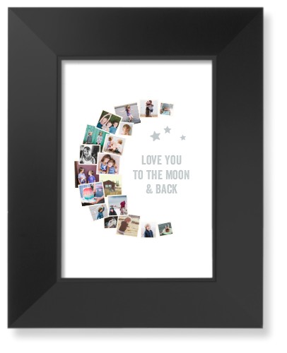To The Moon Collage Art Print, Black, Signature Card Stock, 5x7, White