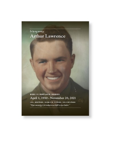 In Memoriam Portrait Art Print, No Frame, Signature Card Stock, 5x7white