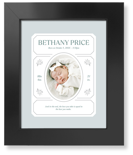 Vintage Stationery Frame Art Print, Black, Signature Card Stock, 8x10, Blue
