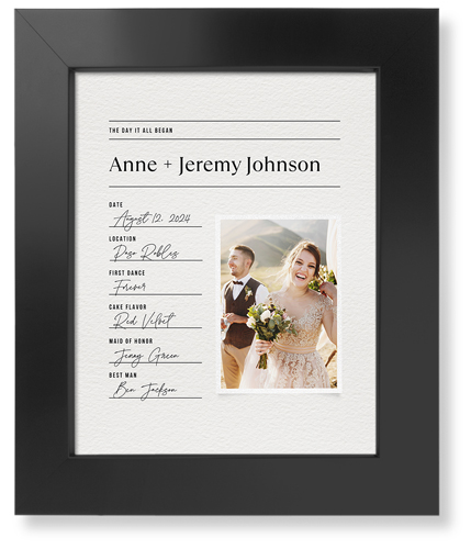 Wedding Journal Entry Art Print, Black, Signature Card Stock, 8x10, White