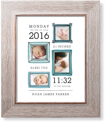 Hand Drawn Frames Art Print, Rustic, Signature Card Stock, 8x10, Blue, rain