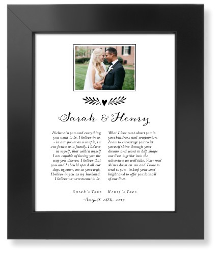 Elegant Wedding Vow Collage Art Print, Black, Signature Card Stock, 8x10, Black